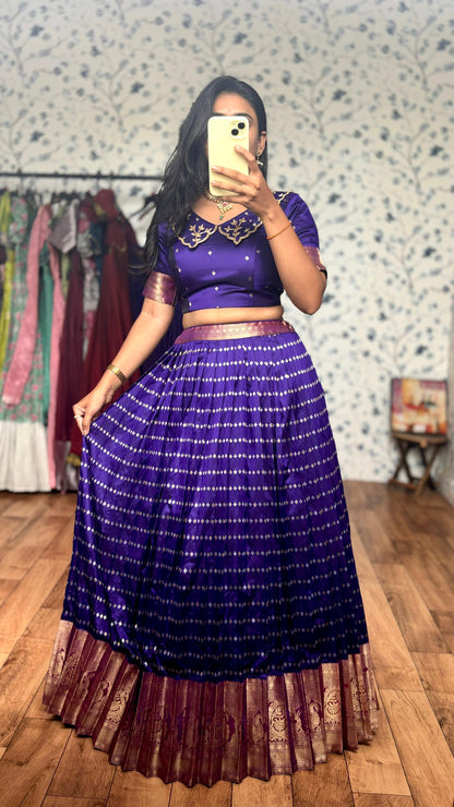 Vintage Vibe Fusion Maggam Lehenga