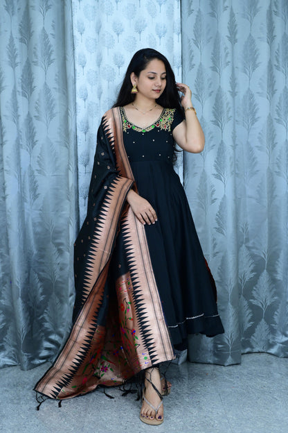 Maggam Anarkali Classic Black gown