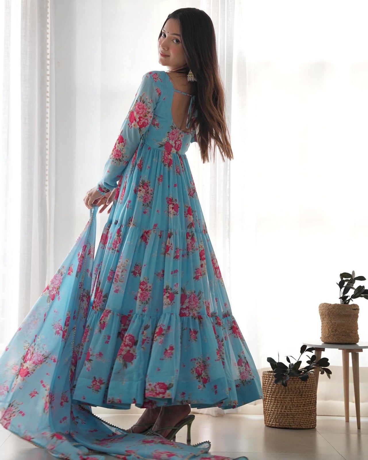 Georgette long Anarkali set /Kurta