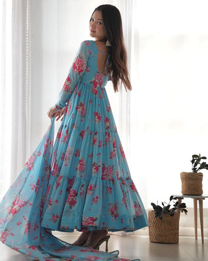 Georgette long Anarkali set /Kurta