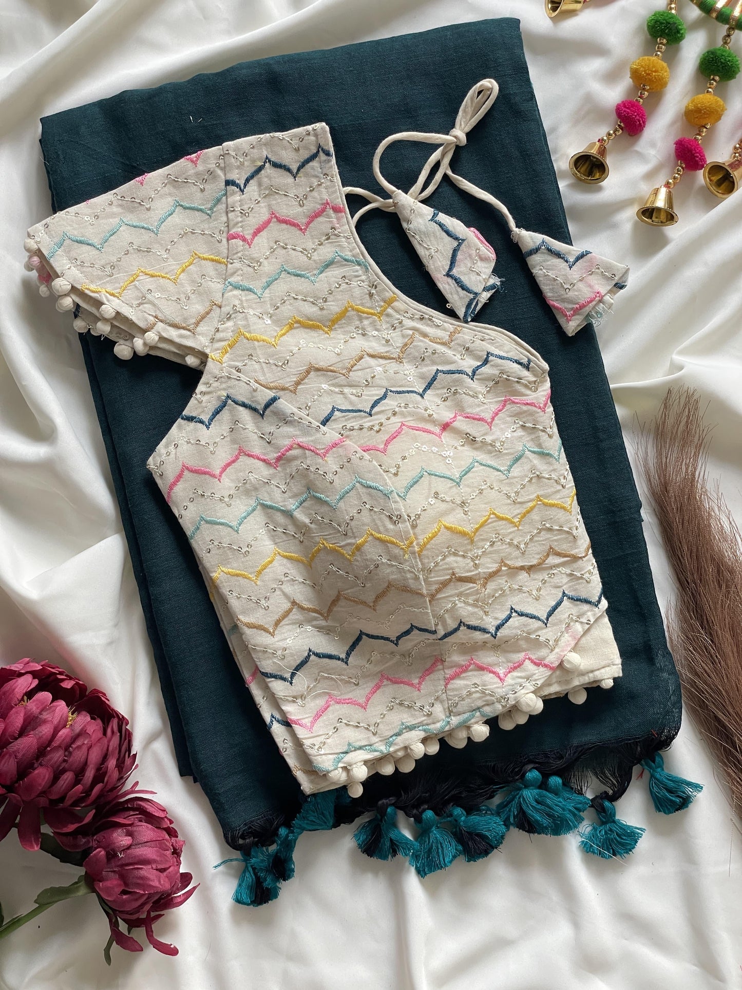 Khadi cotton with Heavy Embroidery work blouse