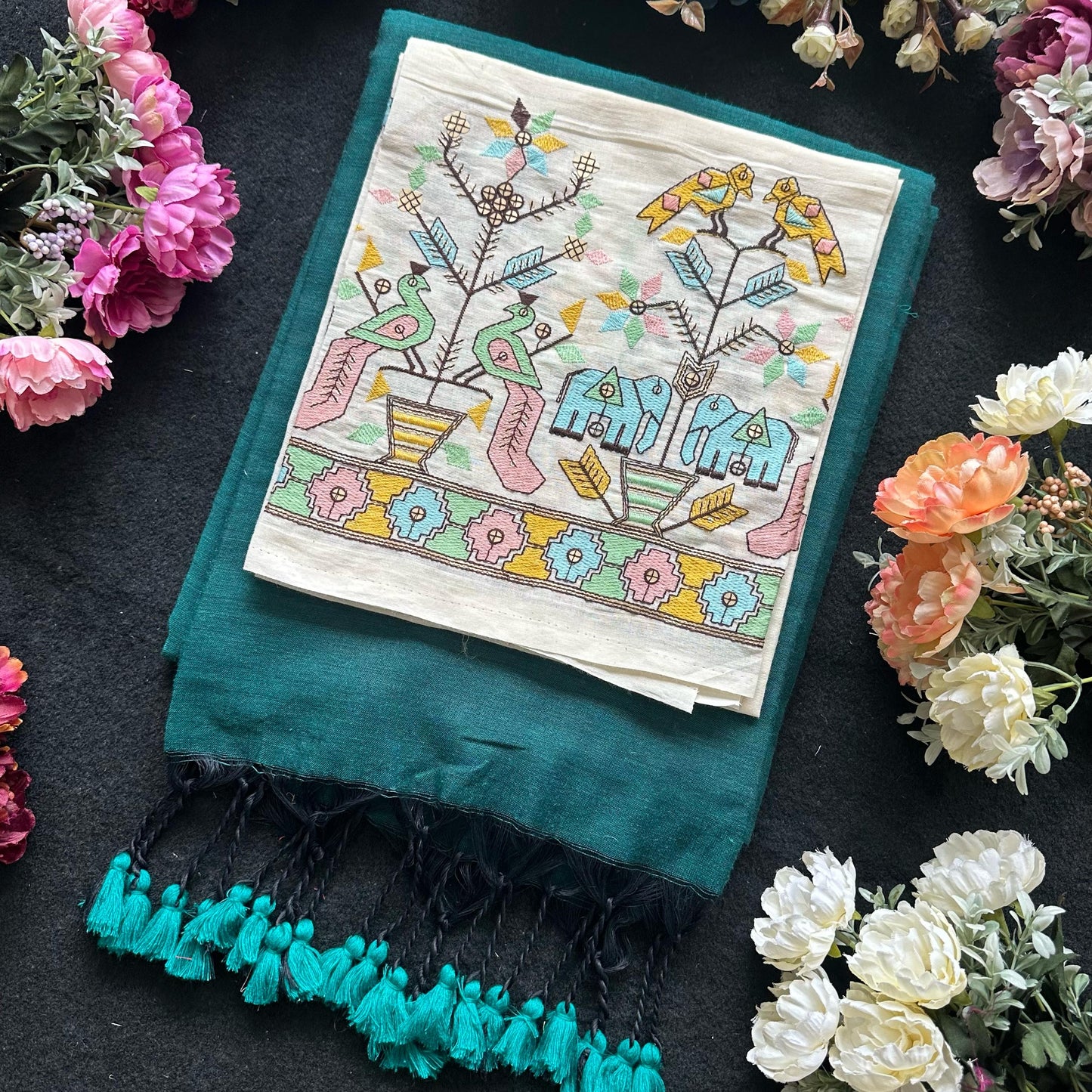 Khadi cotton with embroidery work blouse