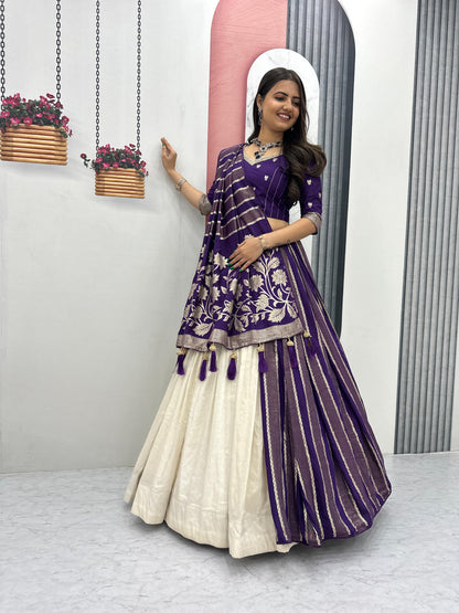Trending  Concept lehenga with Banarasi saree