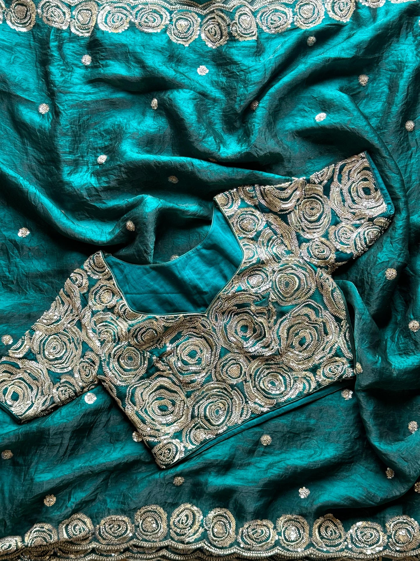 Luxe Saree With Stitched blouse space silk saree