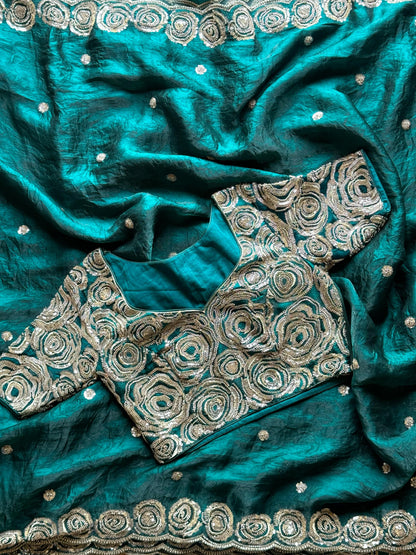 Luxe Saree With Stitched blouse space silk saree