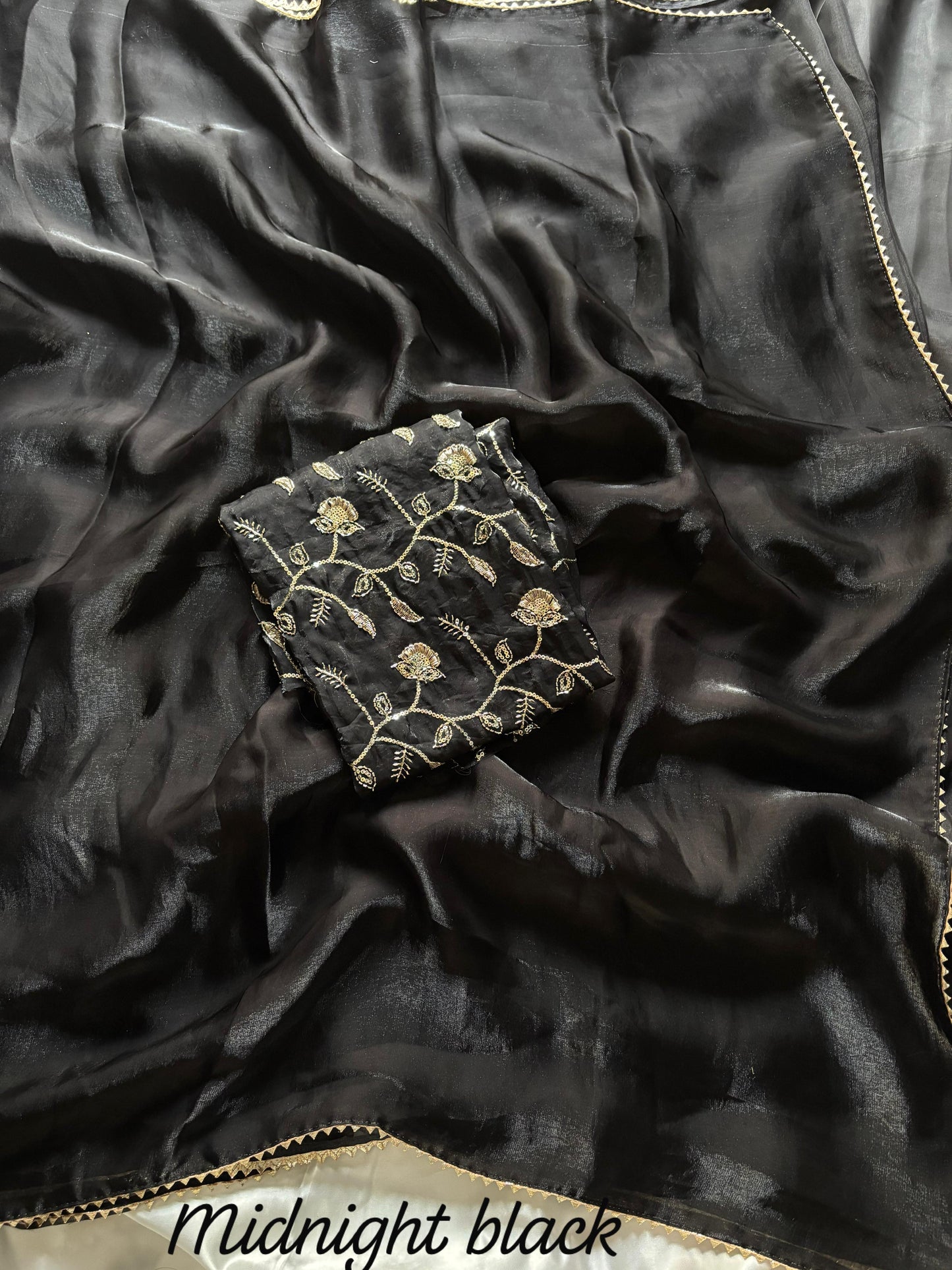 Rust Orange Desginer saree with Stitched Blouse Instgram best seller