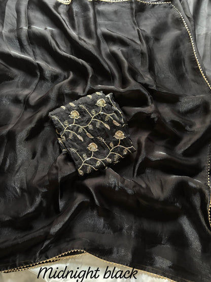 Rust Orange Desginer saree with Stitched Blouse Instgram best seller