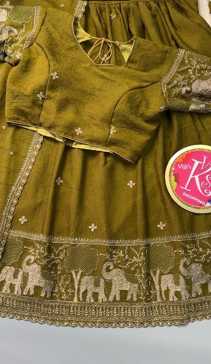 Elephant handwork cutwork Lehenga