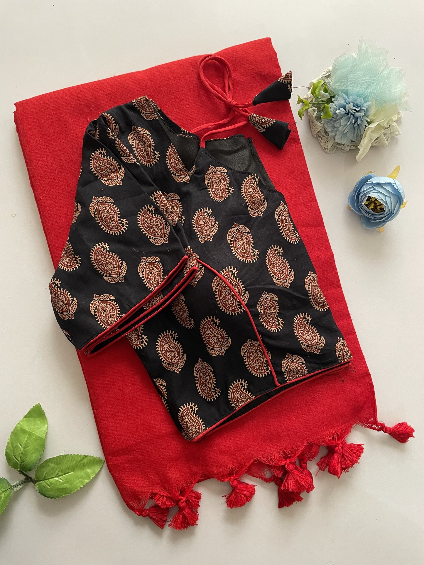 Khadi Cotton Ajrakh Stitched Blouse
