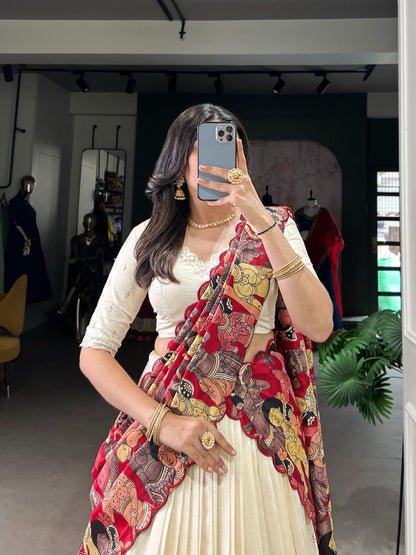 Kalamkari new vichitra  silk  Lehnags’s