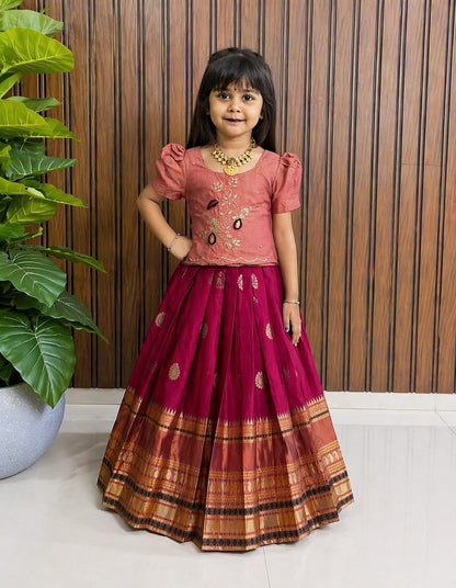 Kids special cute weaving with work blouses