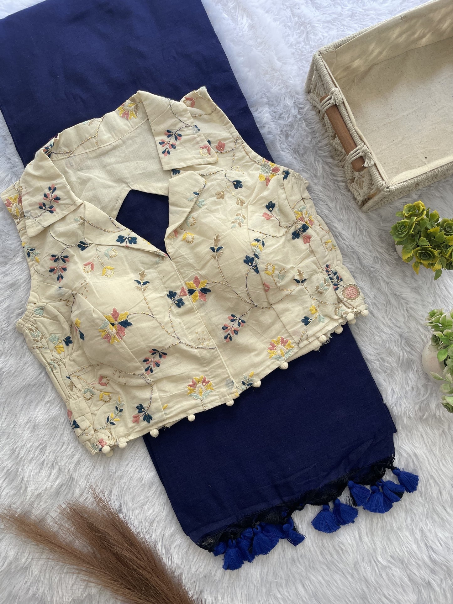 Khadi cotton budget sarees with stretchable stitched blouse