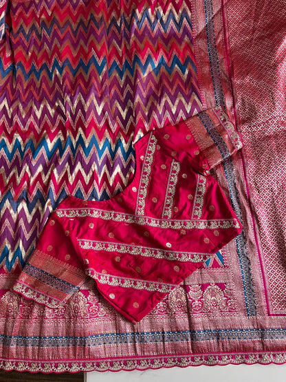 Banarasi Silk Saree with Stitched Blosue with lace (Celebrate inspired)