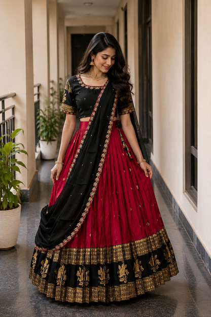 Kanjivaram sravanamasam Designer semiPattu Lehenags