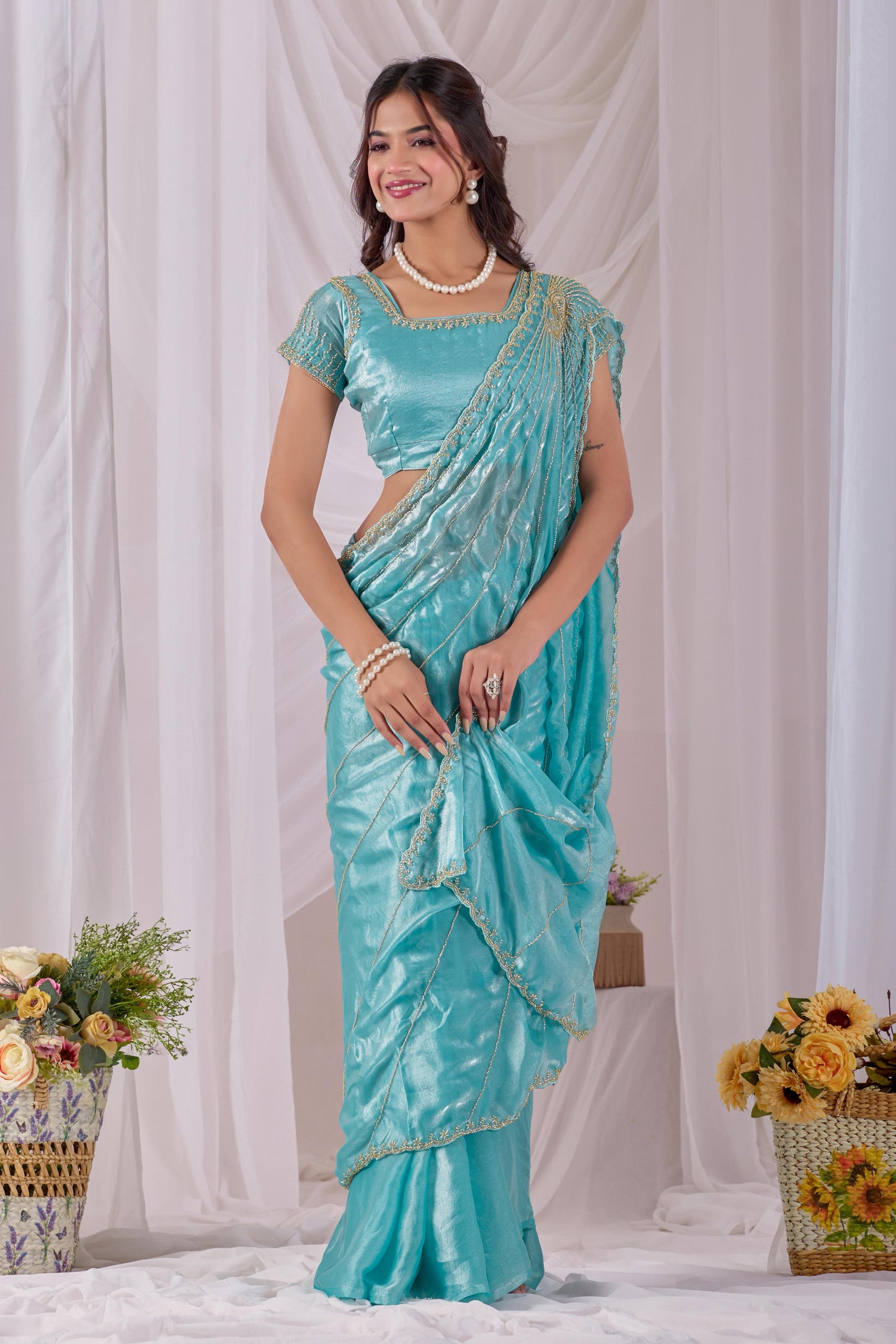 Space silk Luxe Maggam work saree Uniqe sarees