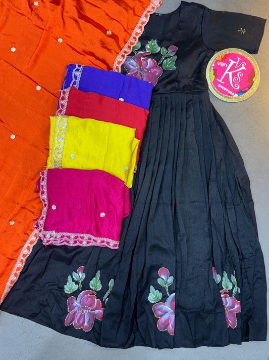 Hand painted traditional gowns with dupatta