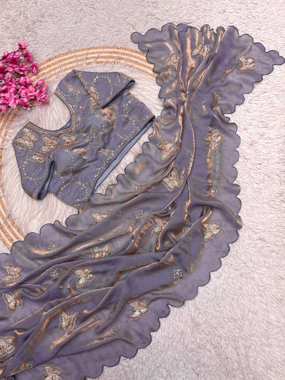 Butterfly Designer saree with stitched blosue