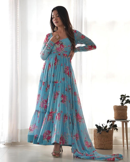 Georgette long Anarkali set /Kurta