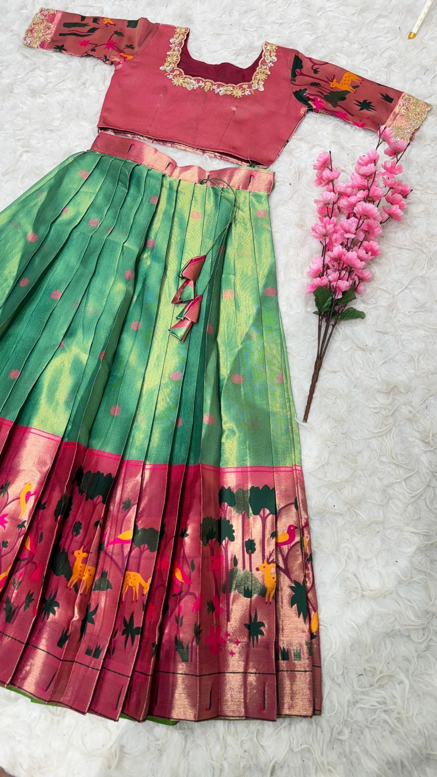 Two tone Paithani lehenga