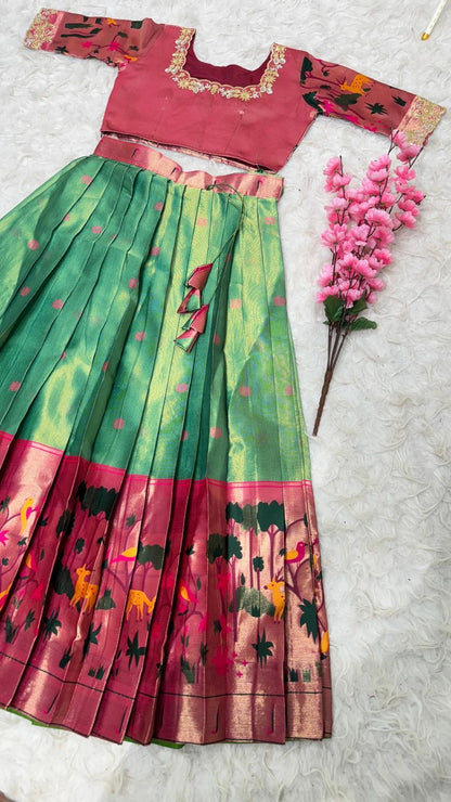 Two tone Paithani lehenga