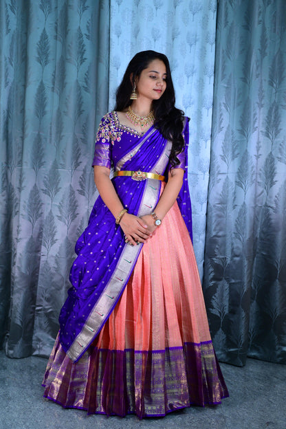 Pure Maggam work Kanchipuram lehengas