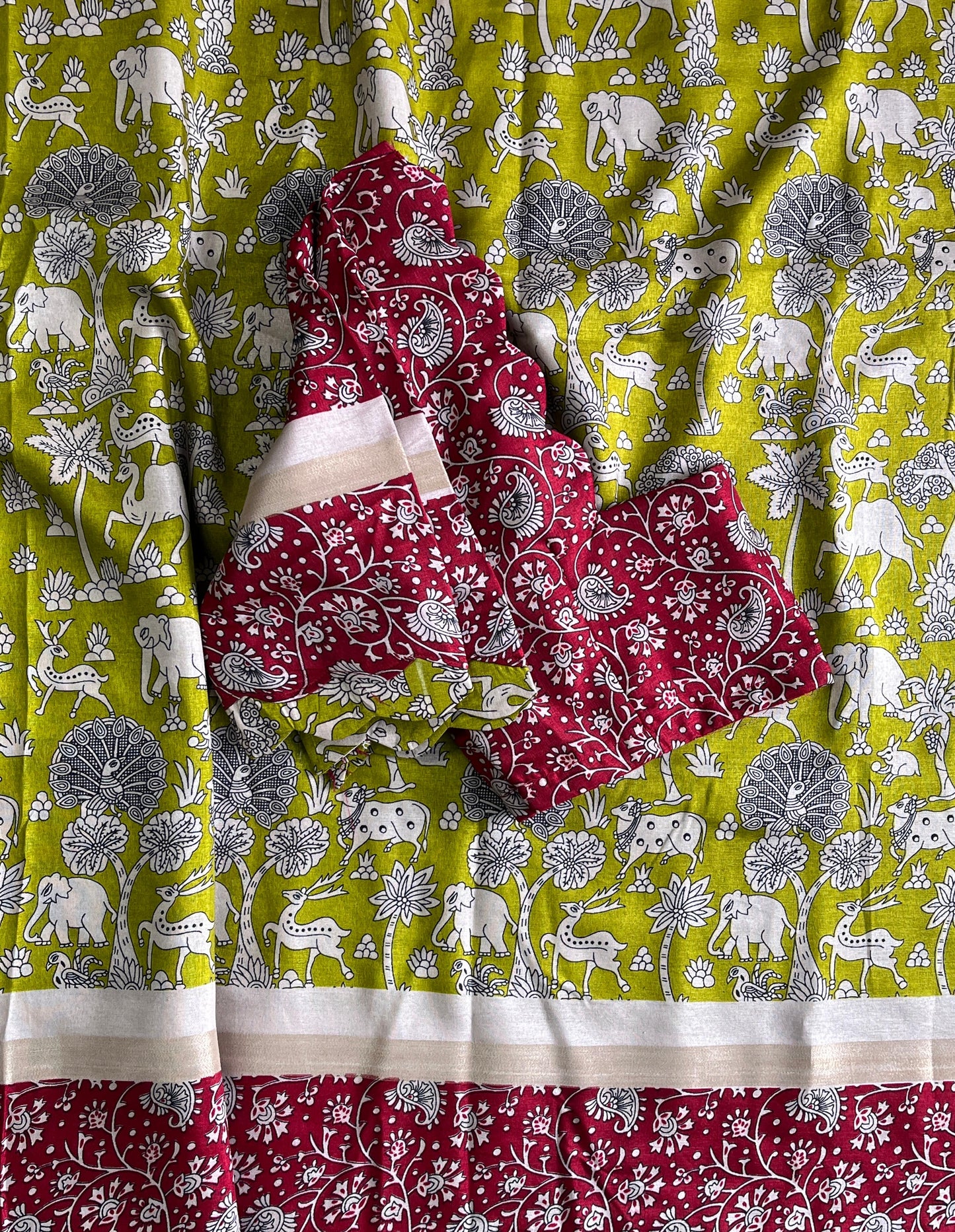 Mangalkari saree with pichwai print on all over the saree