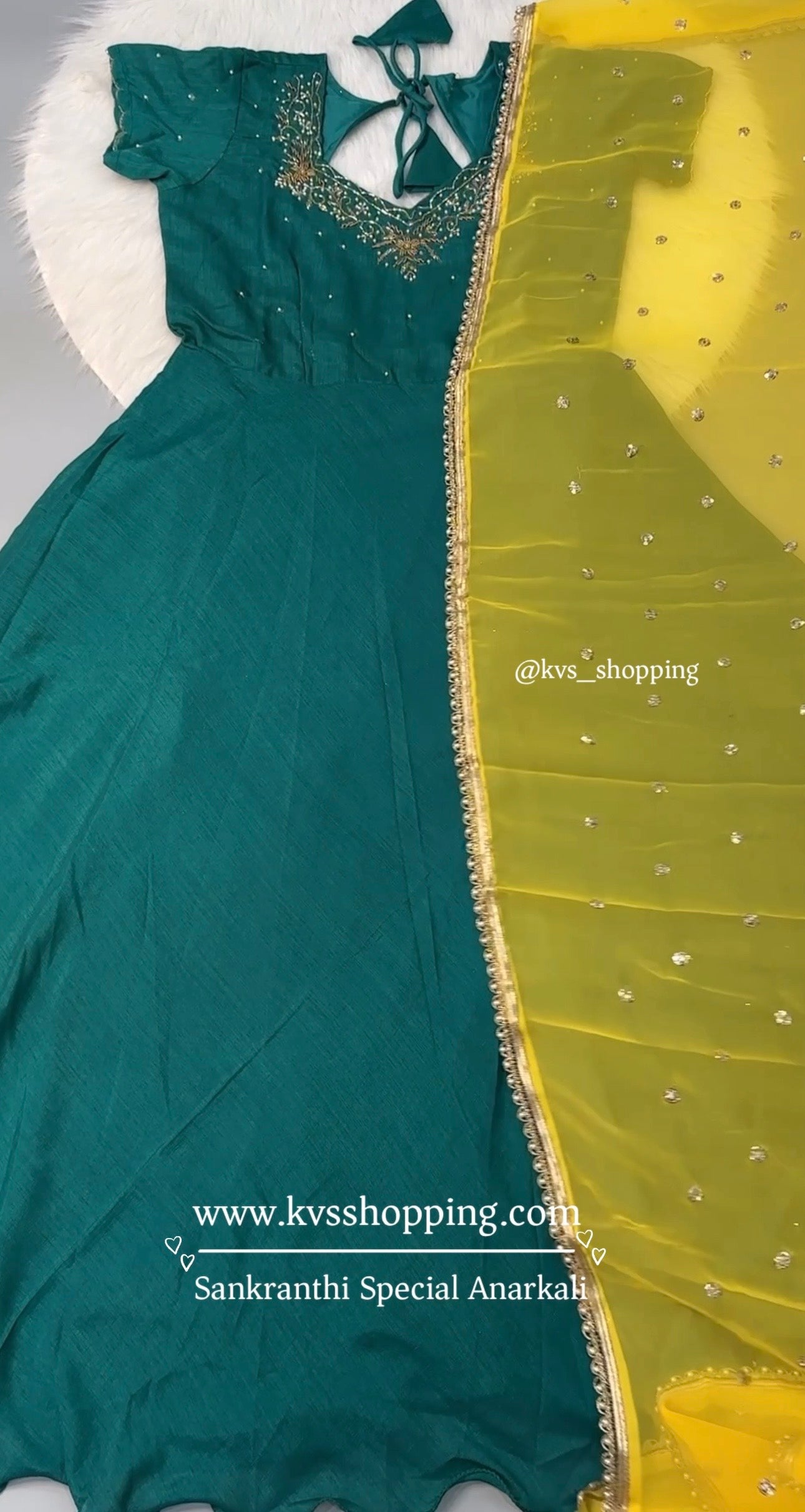 Maggam Anarkali gown with dupatta set