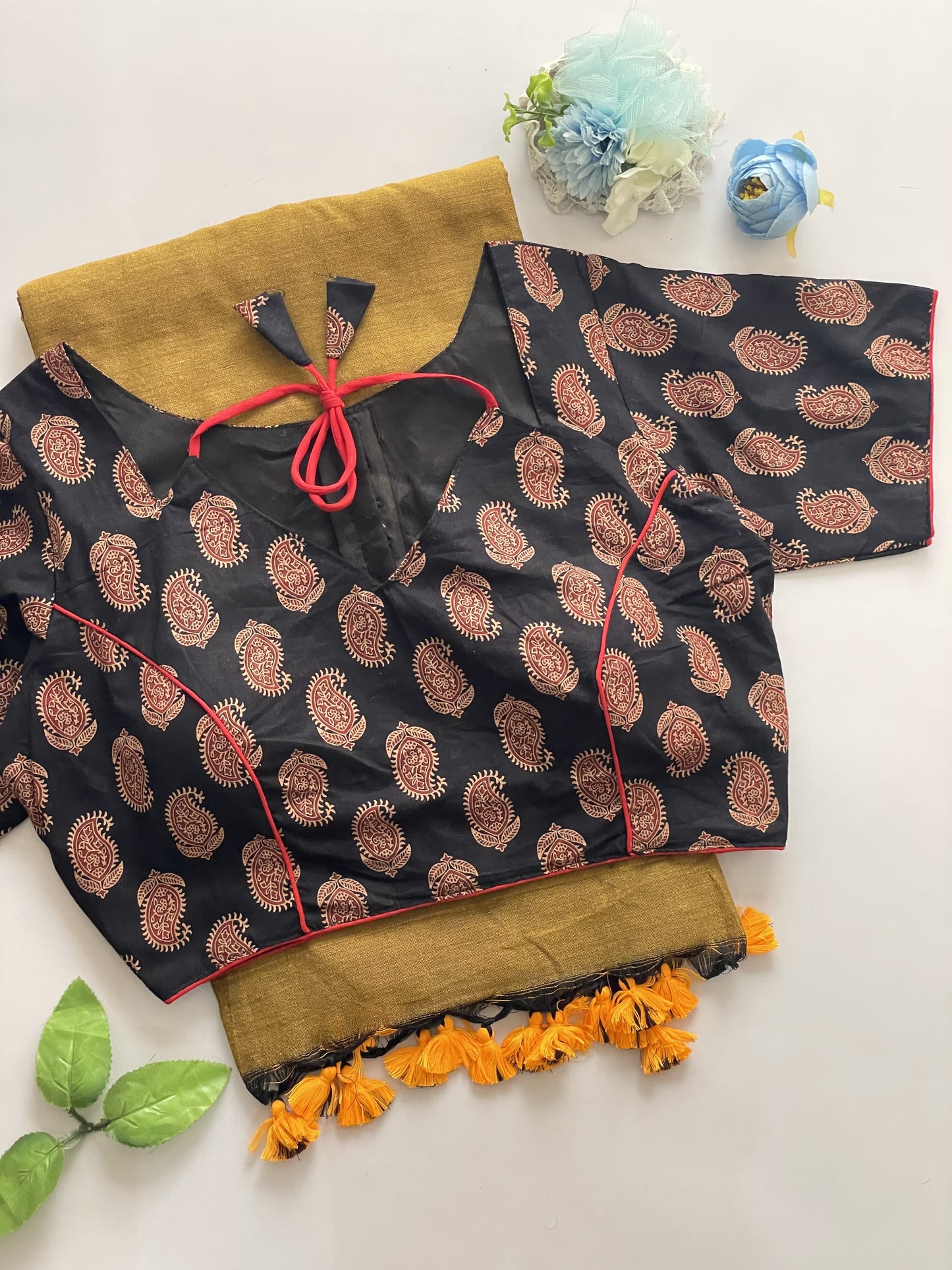 Khadi Cotton Ajrakh Stitched Blouse