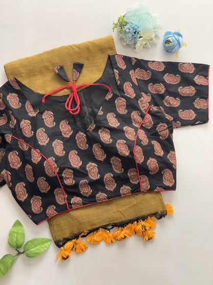 Khadi Cotton Ajrakh Stitched Blouse