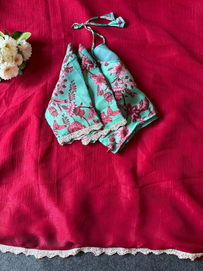 Thread model Blouse Candy Crush saree with stitched