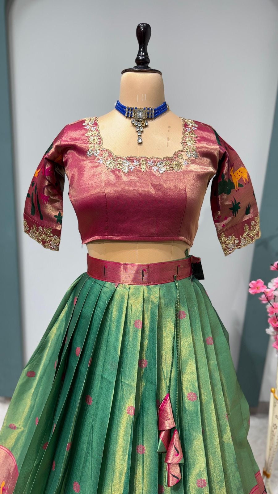 Two tone Paithani lehenga