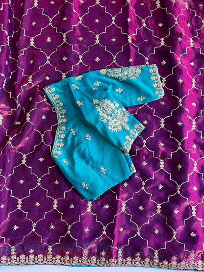 Luxe Pure Space silk Coding saree with stiched blosue