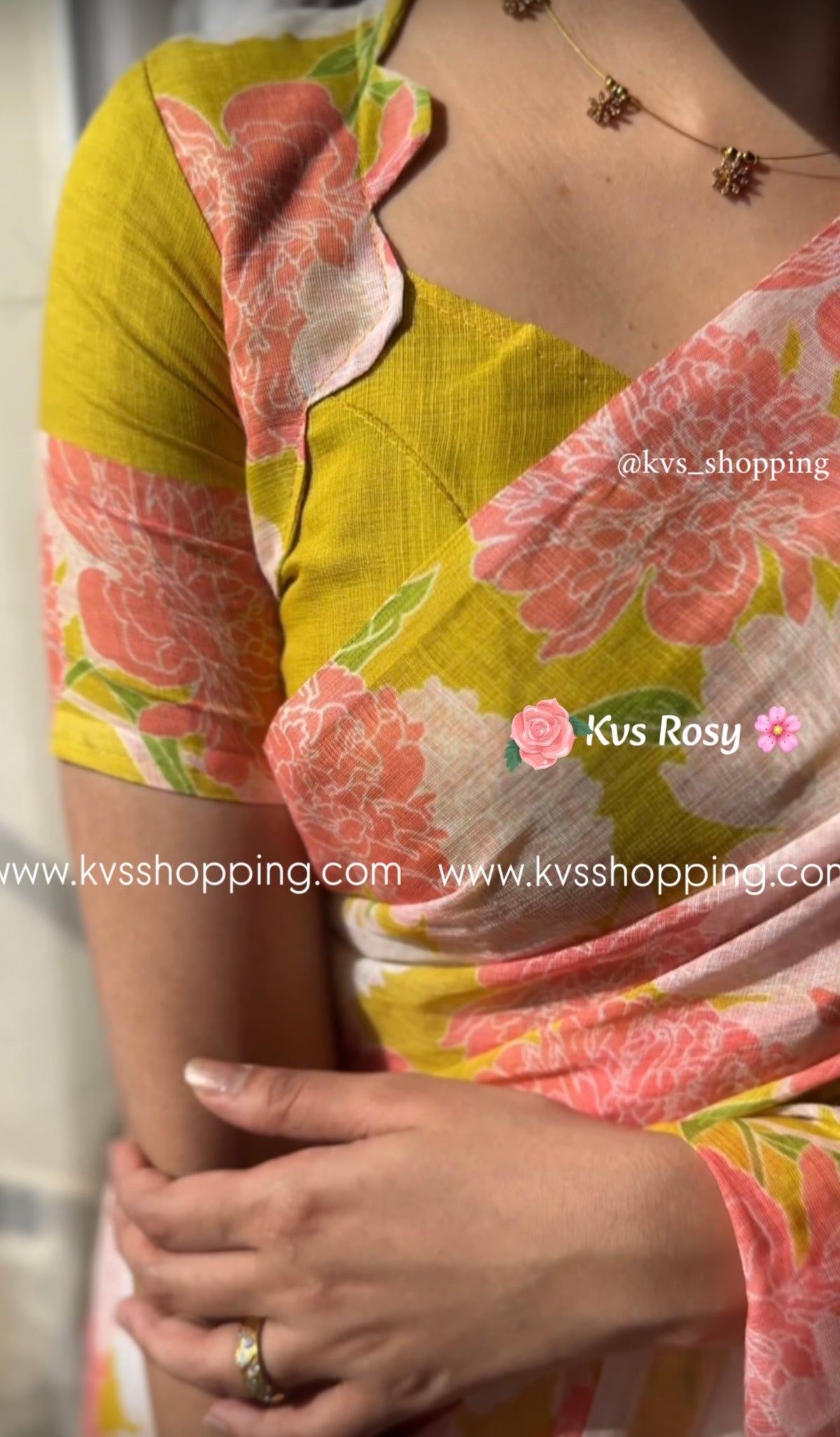 Kvs Rosy Lenin saree with stitched blouse