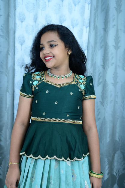 Kids pure Maggam work Lehenga sets