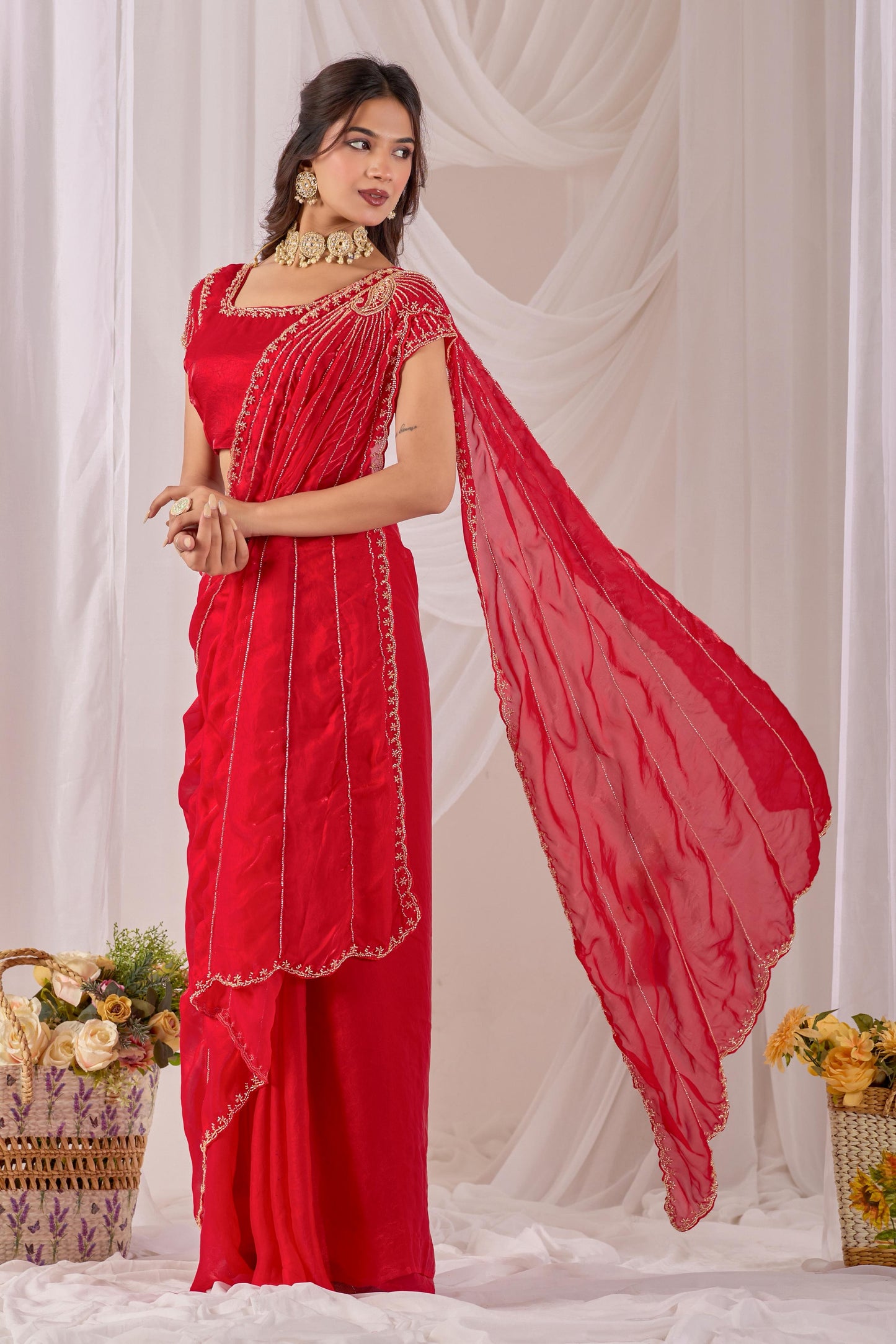 Space silk Luxe Maggam work saree Uniqe sarees