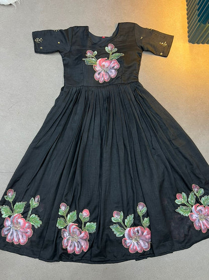 Hand painted Classic Gown with dupatta