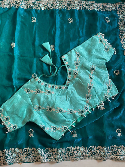 Desginer saree with stitched blosue