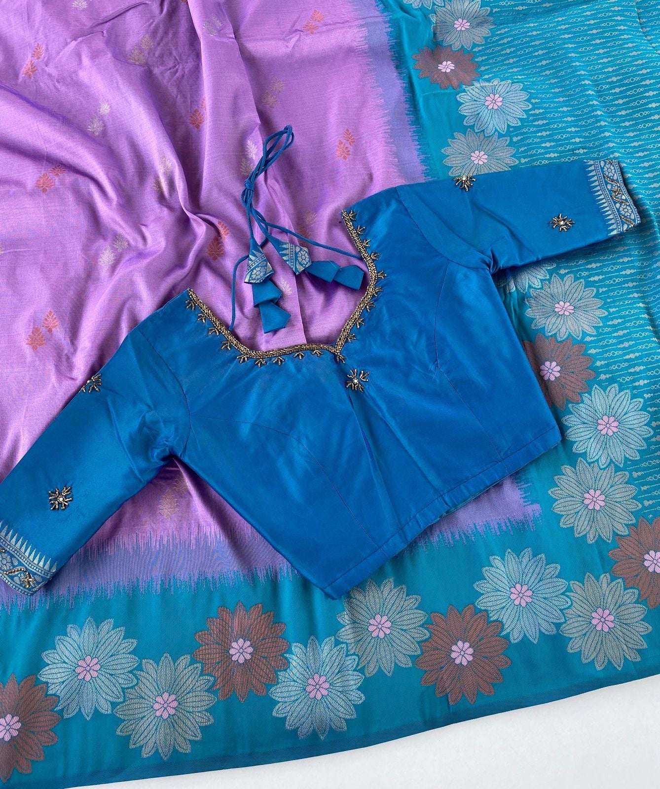 Soft silk luxe saree with stitched Blouses