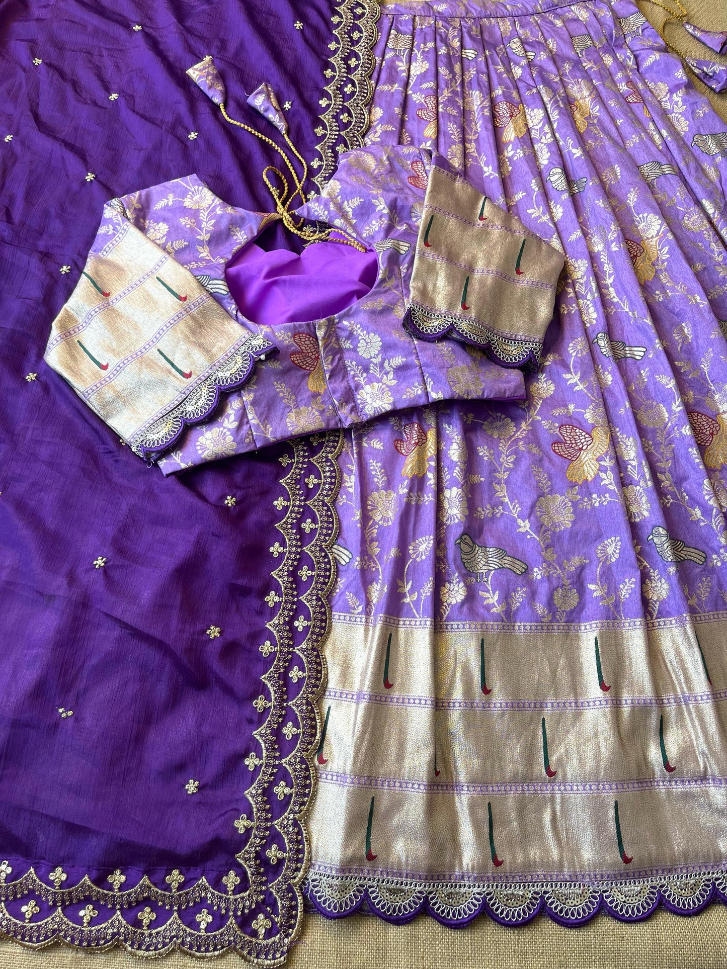 Flower Concept with Muniya paithani border fully stitched lehengas