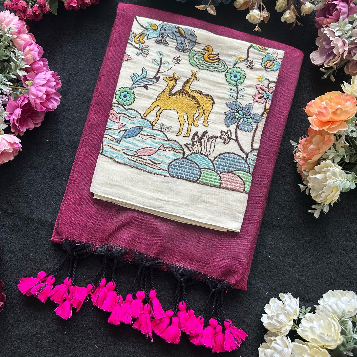 Khadi cotton with embroidery work blouse