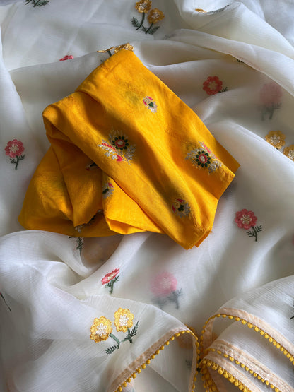 Pure Chiffon Organza Saree with embroidery work budget sarees