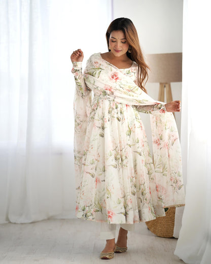 Beautiful Anarkali floral gown for weeding vibes