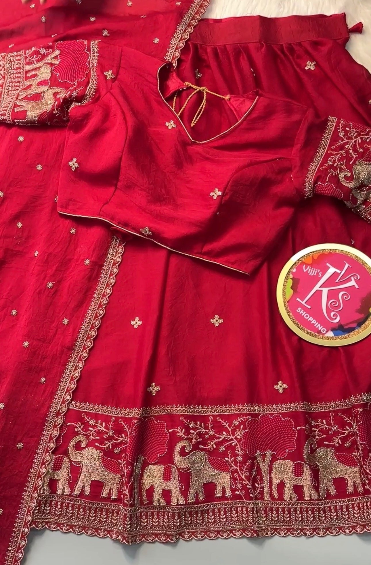 Elephant handwork cutwork Lehenga