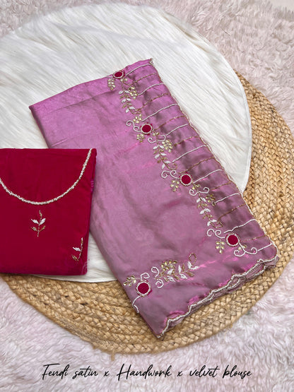 Satin Heavy MotiWork Sarees Budget friendly