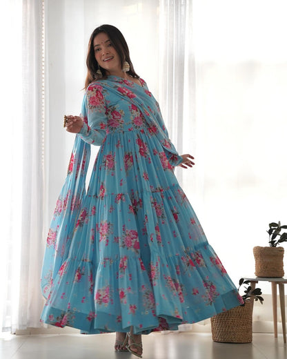 Georgette long Anarkali set /Kurta