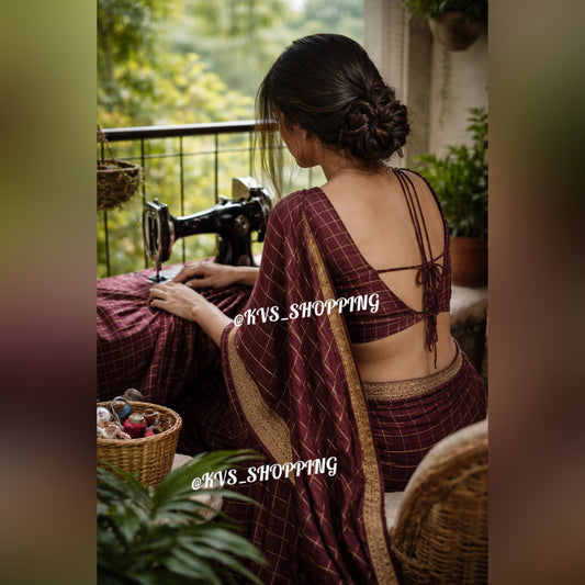 Budget chex viscose georgette saree