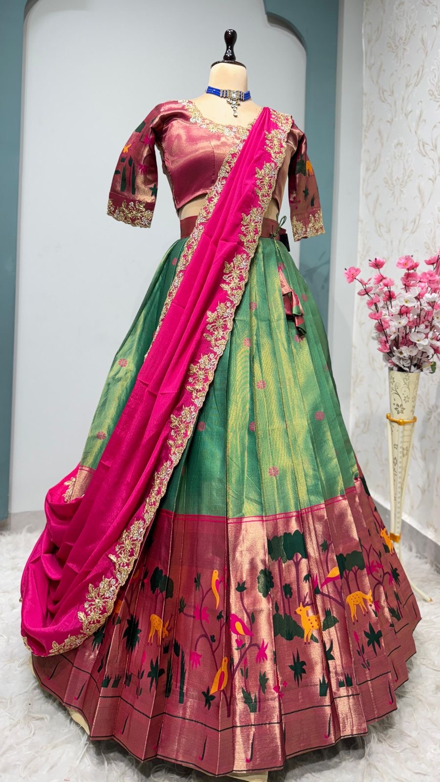 Two tone Paithani lehenga