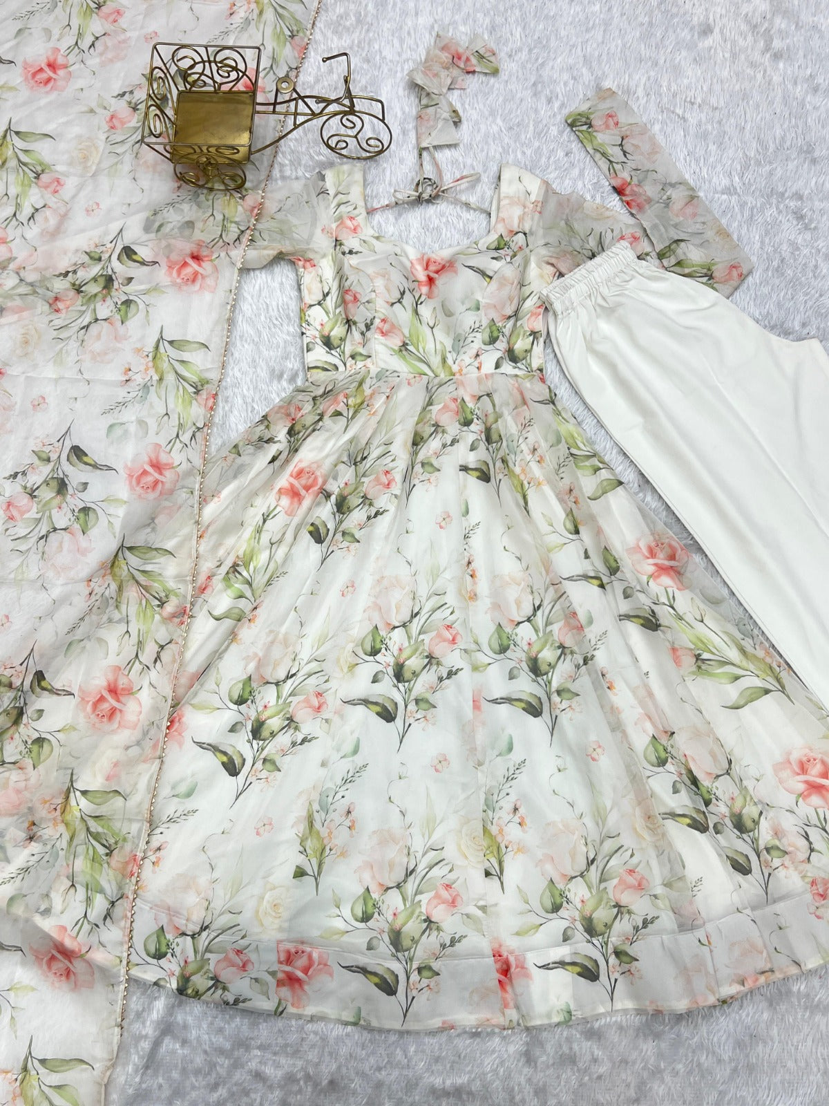 Beautiful Anarkali floral gown for weeding vibes