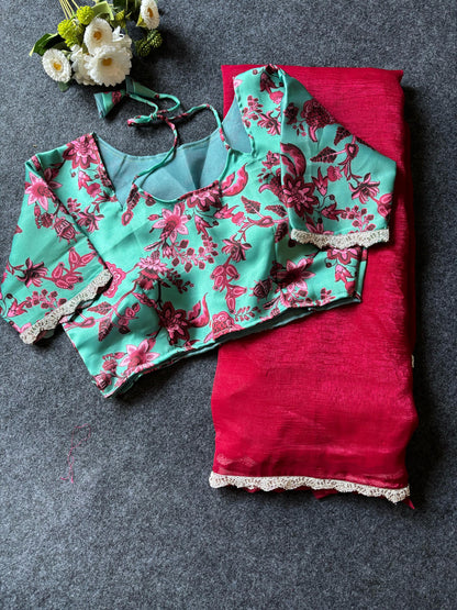 Thread model Blouse Candy Crush saree with stitched