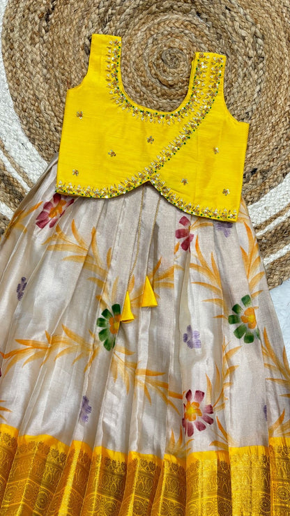 Soft Semi Kanchi maggam Kids Sets